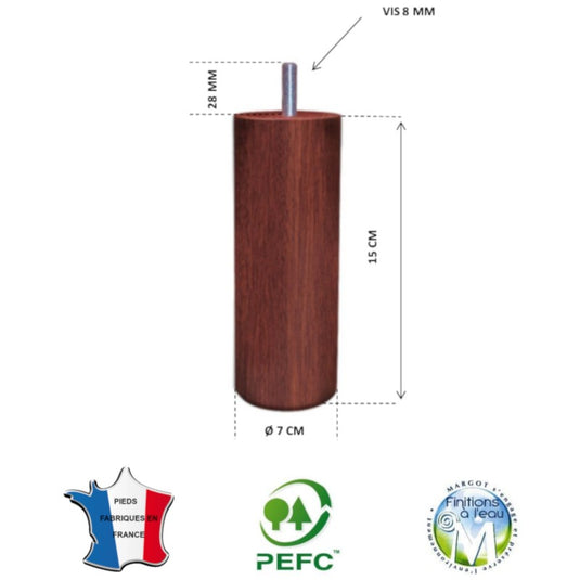 Pied pour lit acajou hauteur 15 cm La Boutique Des Proprios