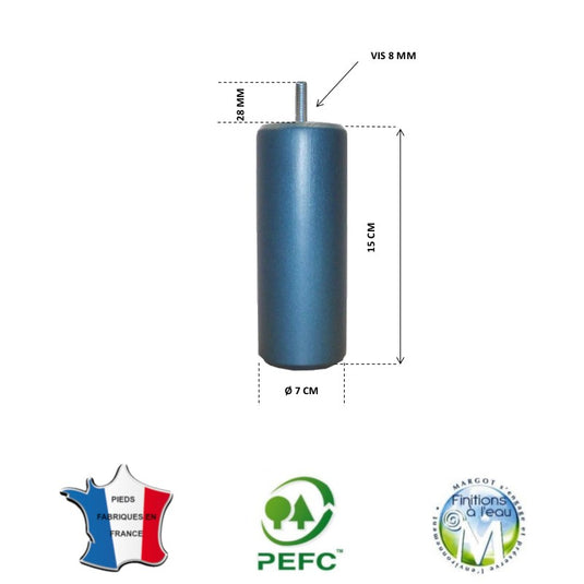 Pied pour lit bleu canard hauteur 15 cm La Boutique Des Proprios