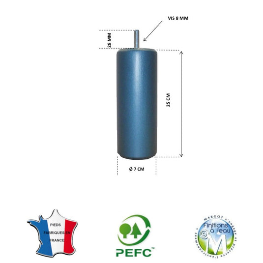 Pied pour lit bleu canard hauteur 25 cm La Boutique Des Proprios