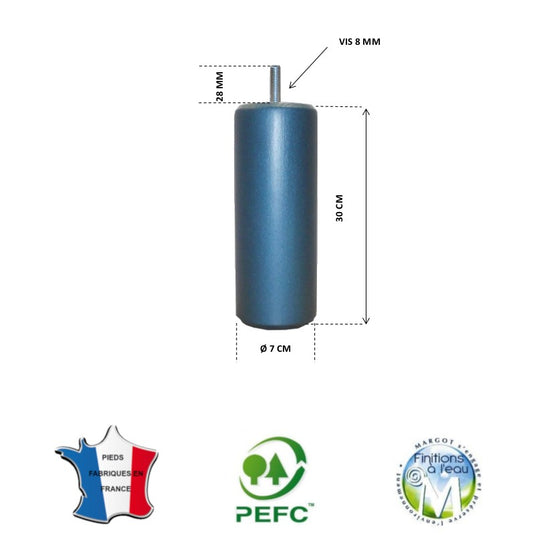 Pied pour lit bleu canard hauteur 30 cm La Boutique Des Proprios