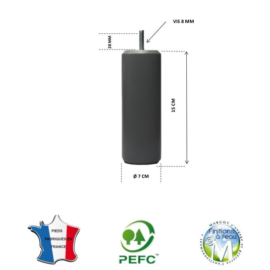 Pied pour lit gris souris hauteur 15 cm La Boutique Des Proprios