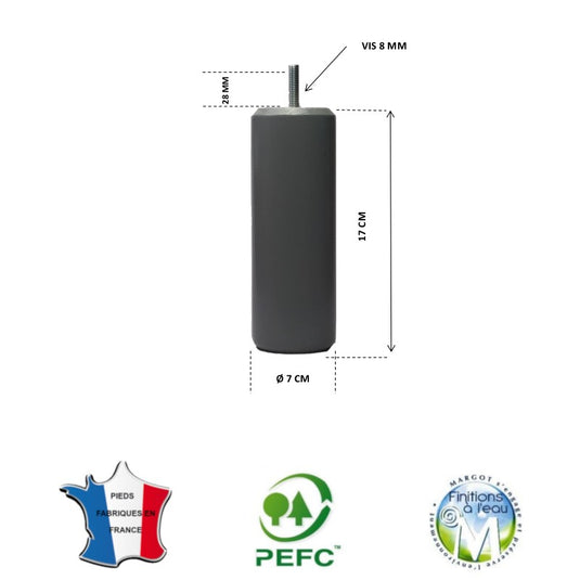 Pied pour lit gris souris hauteur 17 cm La Boutique Des Proprios