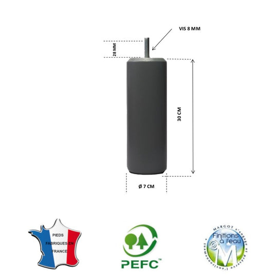 Pied pour lit gris souris hauteur 30 cm La Boutique Des Proprios