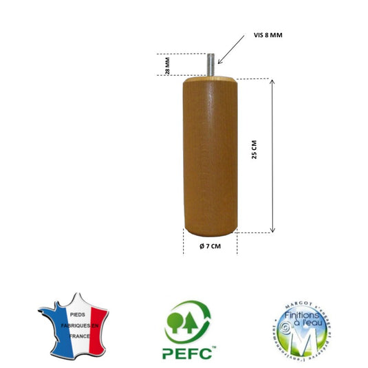 Pied pour lit merisier blond hauteur 25 cm La Boutique Des Proprios