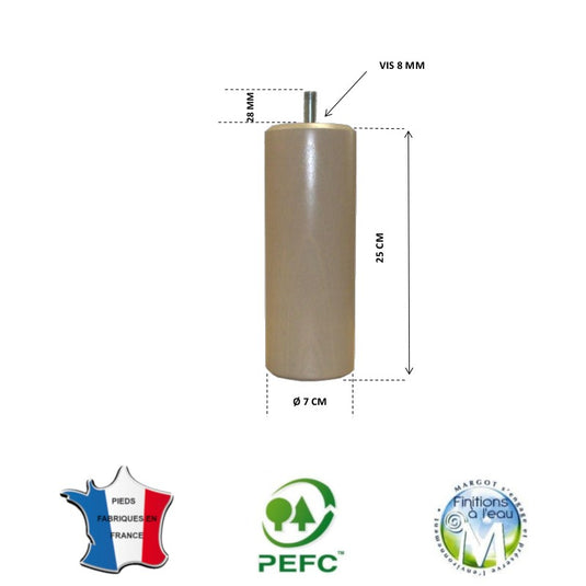 Pied pour lit cendre hauteur 25 cm La Boutique Des Proprios