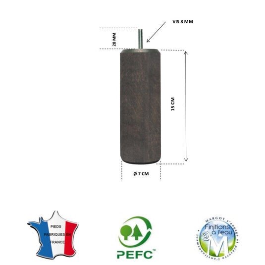 Pied pour lit chêne grisé hauteur 15 cm La Boutique Des Proprios