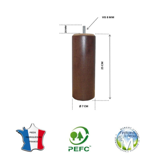 Pied pour lit chêne moyen hauteur 25 cm La Boutique Des Proprios