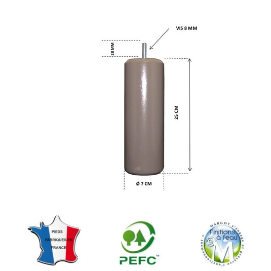 Pied pour lit taupe hauteur 25 cm La Boutique Des Proprios