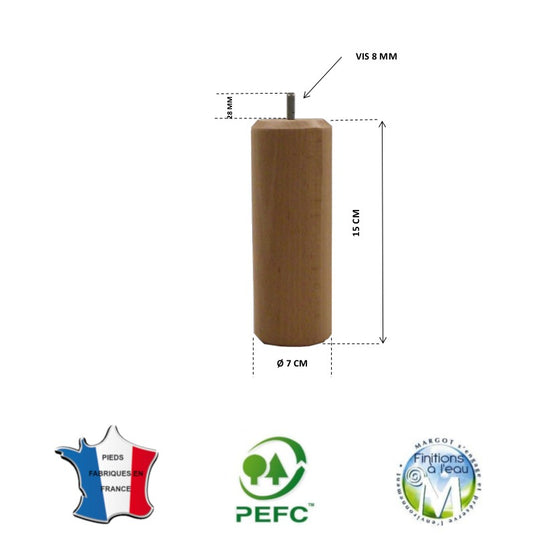 Pied pour lit naturel hauteur 15 cm La Boutique Des Proprios