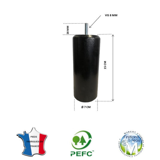 Pied pour lit noir hauteur 15 cm La Boutique Des Proprios