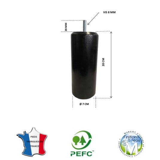 Pied pour lit noir hauteur 20 cm La Boutique Des Proprios