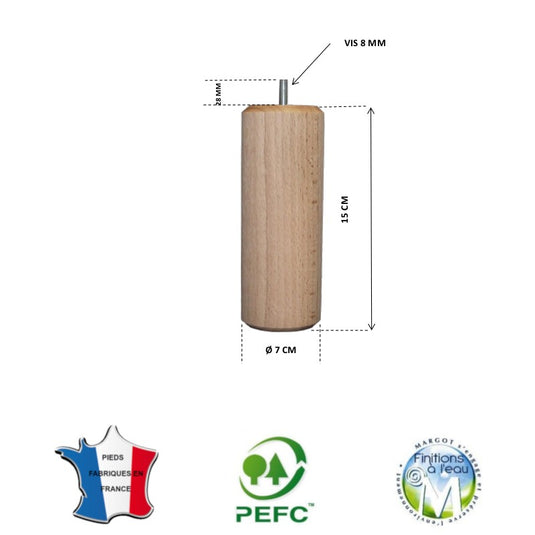 Pied pour lit nature hauteur 15 cm La Boutique Des Proprios