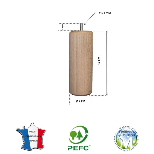 Pied pour lit nature hauteur 17 cm La Boutique Des Proprios