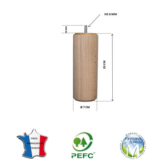 Pied pour lit nature hauteur 20 cm La Boutique Des Proprios
