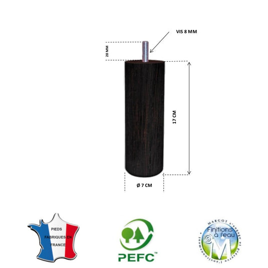Pied pour lit wengé hauteur 17 cm La Boutique Des Proprios