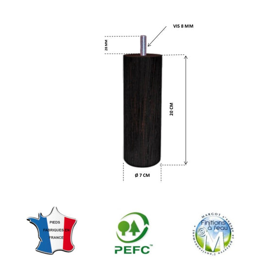 Pied pour lit wengé hauteur 20 cm La Boutique Des Proprios