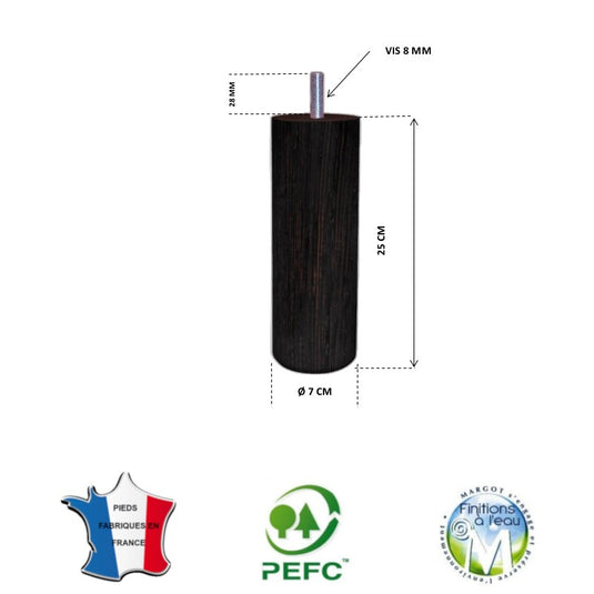 Pied pour lit wengé hauteur 25 cm La Boutique Des Proprios