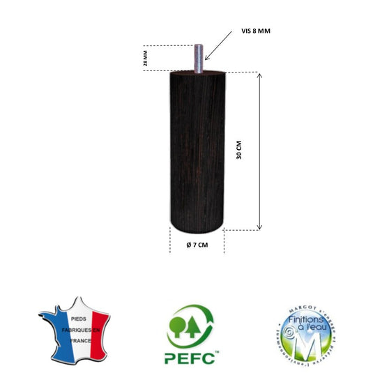 Pied pour lit wengé hauteur 30 cm La Boutique Des Proprios