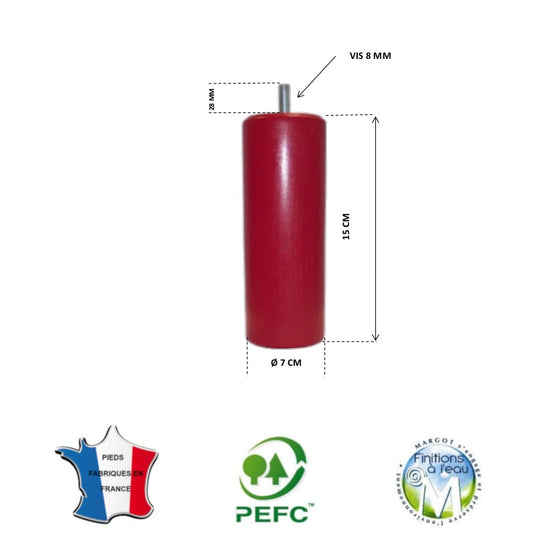 Pied pour lit rouge hauteur 15 cm - La Boutique Des Proprios