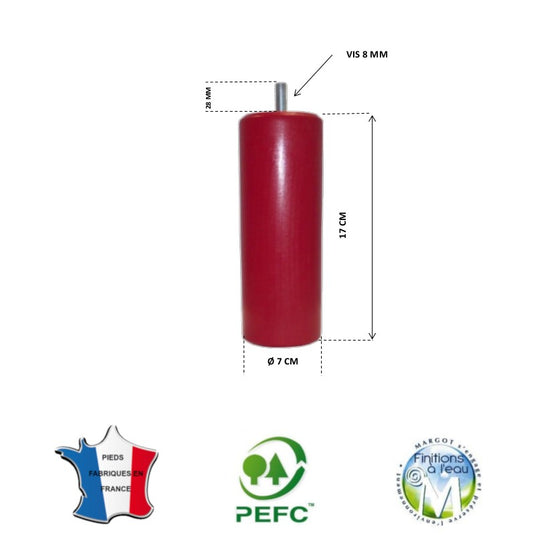 Pied pour lit rouge hauteur 17 cm La Boutique Des Proprios