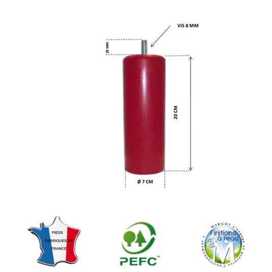 Pied pour lit rouge hauteur 20 cm La Boutique Des Proprios