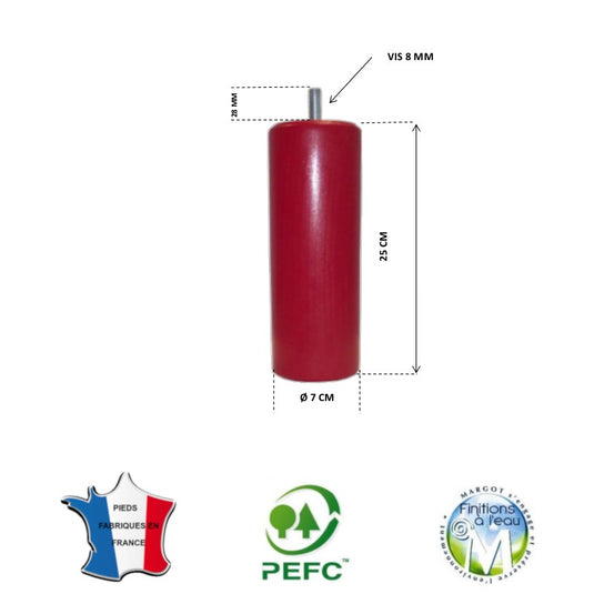 Pied pour lit rouge hauteur 25 cm La Boutique Des Proprios