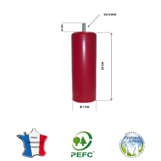 Pied pour lit rouge hauteur 30 cm La Boutique Des Proprios