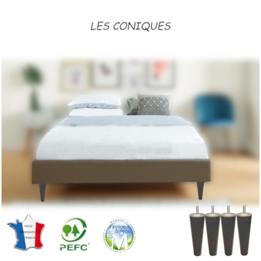 pied literie scandinave conique chêne grisé La Boutique Des Proprios