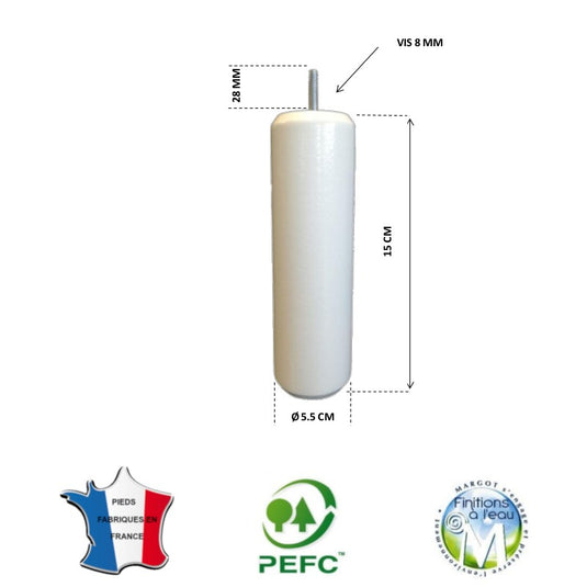 Pied de lit cylindrique 55 mm