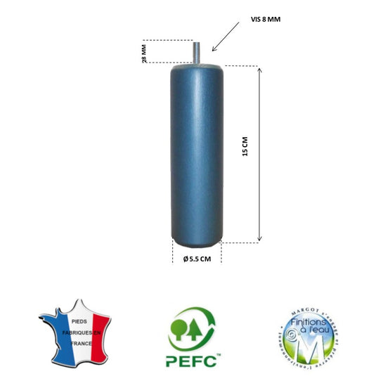 Pied de lit cylindrique 55 mm