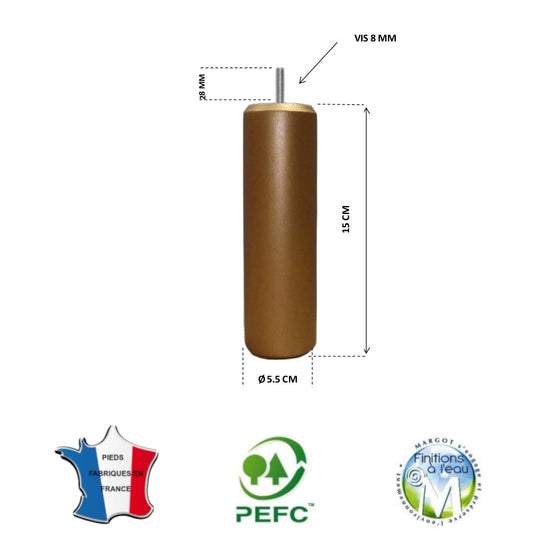 Pied de lit cylindrique 55 mm