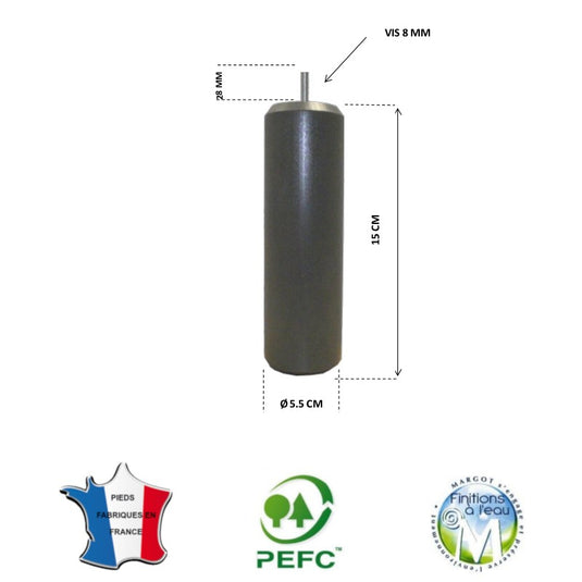Pied de lit cylindrique 55 mm