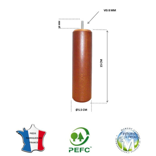 Pied de lit cylindrique 55 mm