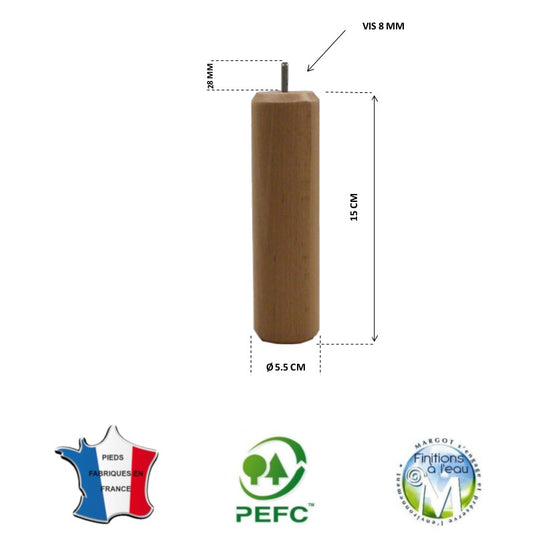 Pied de lit cylindrique 55 mm