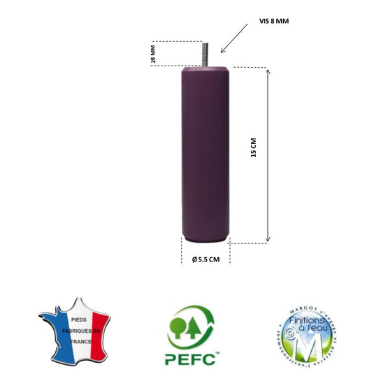 Pied de lit cylindrique 55 mm