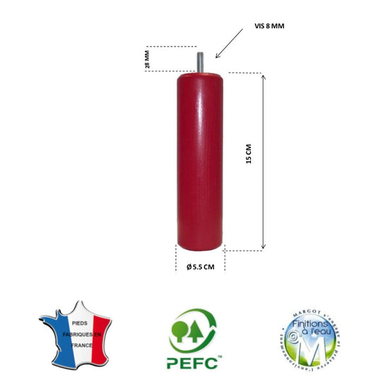 Pied de lit cylindrique 55 mm