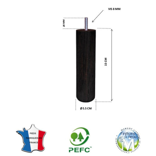 Pied de lit cylindrique 55 mm