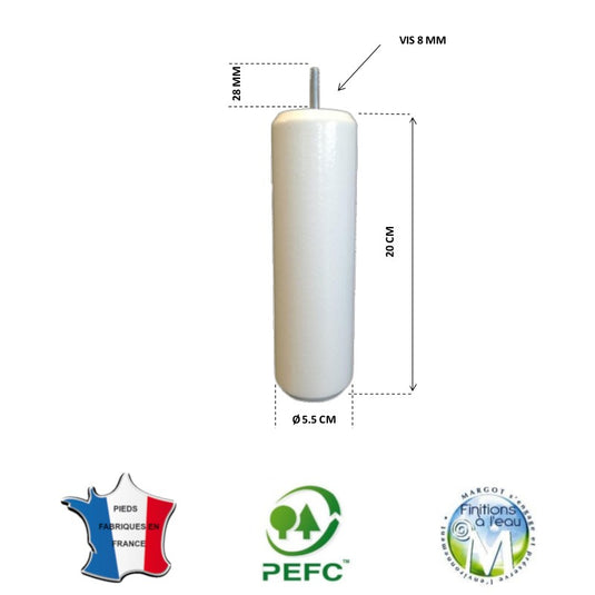 Pied de lit cylindrique 55 mm