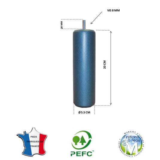 Pied de lit cylindrique 55 mm