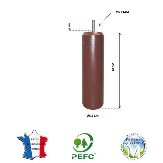 Pied de lit cylindrique 55 mm
