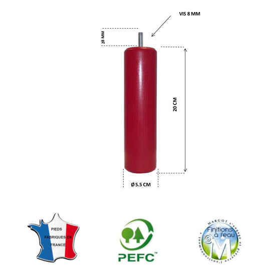 Pied de lit cylindrique 55 mm