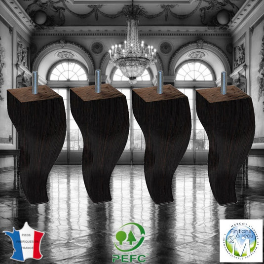 Lot de quatre pieds de lit wengé