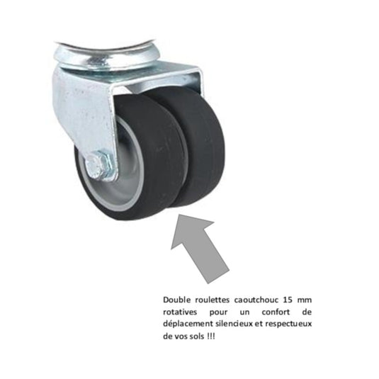 Pied roulette en caoutchouc sans frein