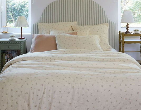 Housse de couette gaze de coton semis fleuri - Essix