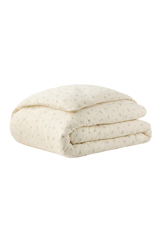 Housse de couette gaze de coton semis fleuri - Essix