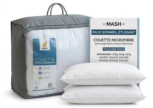 Pack Sommeil Étudiant – Couette & Oreiller Microfibre