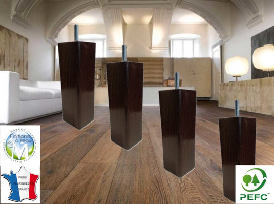 Pied de Lit Carré 15 CM Ø 50 mm