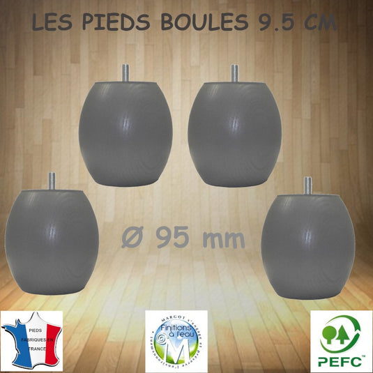 pied de lit boule vernis et laque teinte