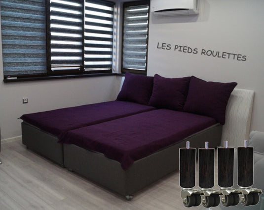 Pied Roulette en caoutchouc avec frein Ø 55 mm