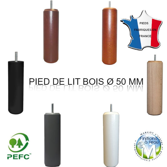 PIED DE LIT CYLINDRIQUE 15 CM - Ø 50 MM